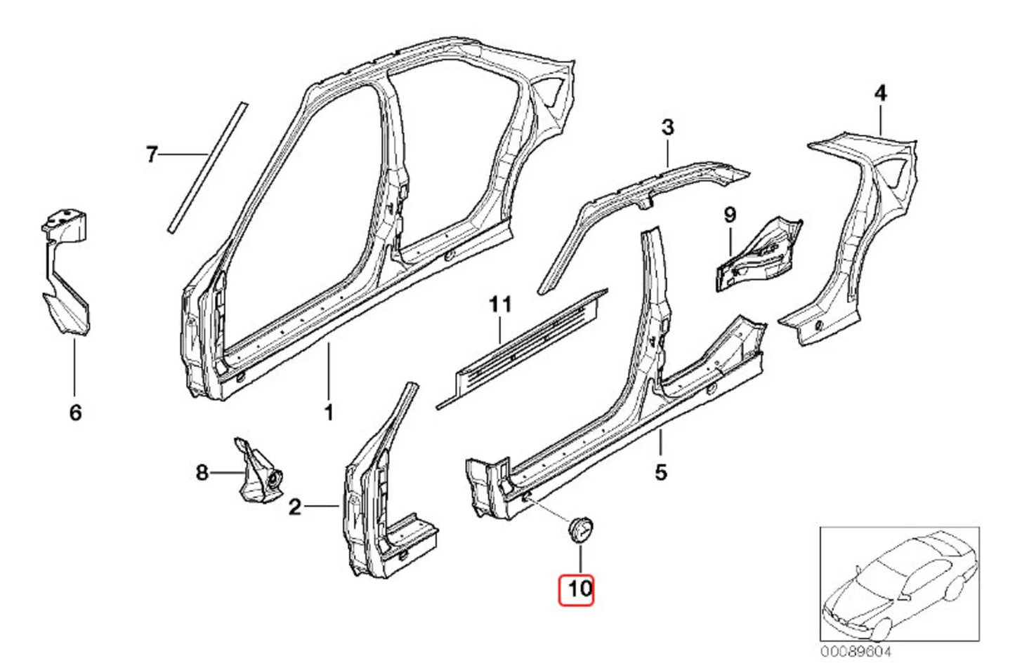 BMW Série3 E36 - Kit de Capuchons pour Bas de Caisse x4